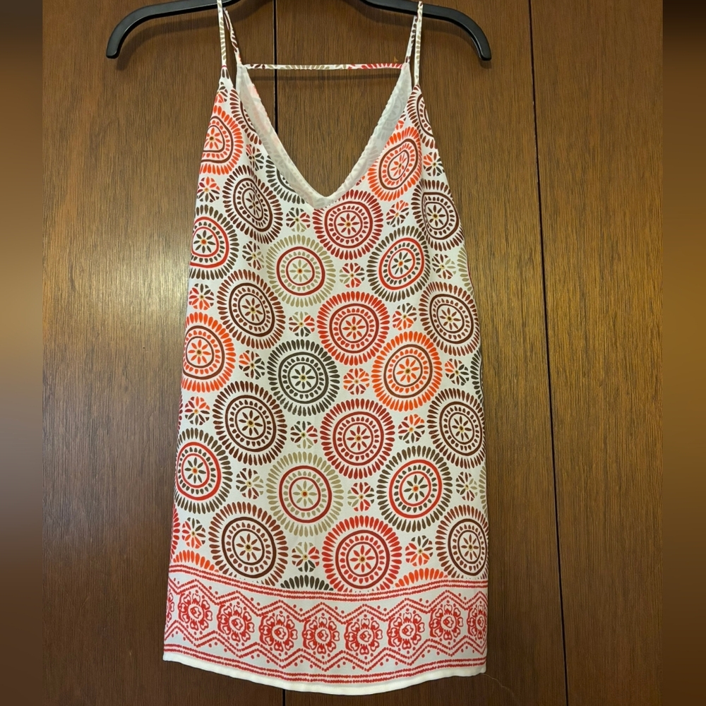 LOFT Red and Orange Patterned Camisole